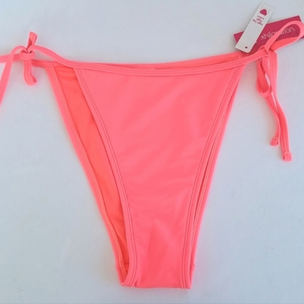 Xhilaration Junior's High Leg Mid Waist String Bikini Bottom Pink Size Small